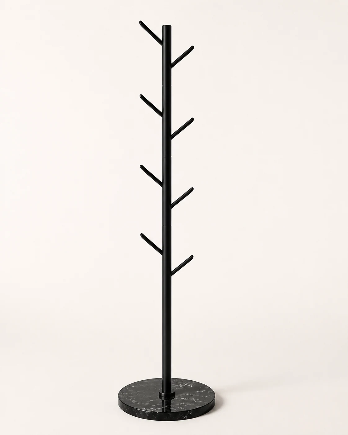 Black Metal Coat Rack with Round Marble Base CR-M06