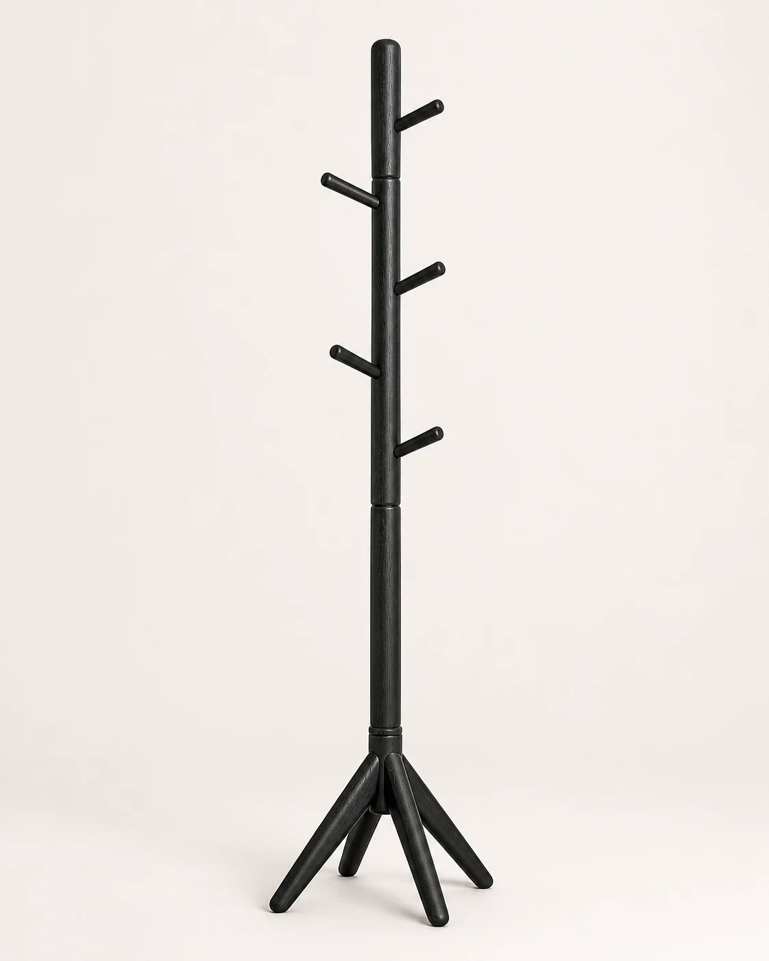 Compact Black Pine Coat Rack CR-W02