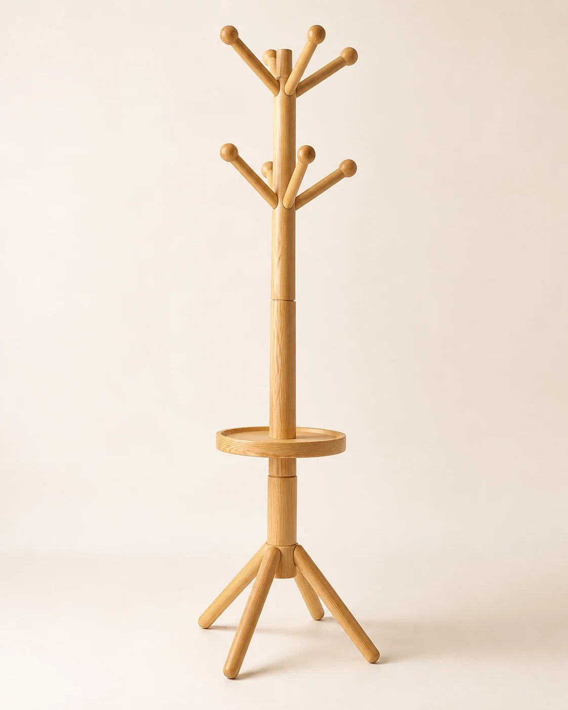 Pine Coat Rack with Valet Tray CR-W08